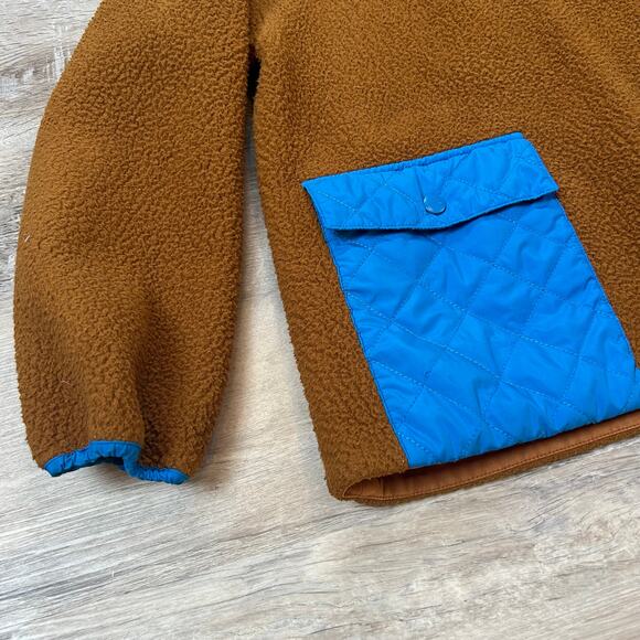 Madewell Fleece Half Zip Pullover Brown Blue XXS Quilted Pocket Gorpcore Jacket - Picture 6 of 6